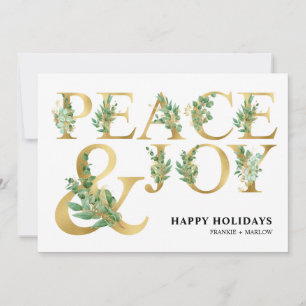 Tarjeta Festiva Elegante Gold Peace y Joy Business Logo Corporate