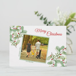 Tarjeta Festiva Elegante Greenery Merry Christmas Holiday Card
