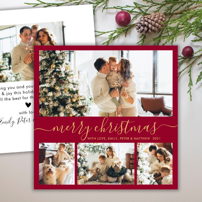 Tarjeta Festiva Elegante guión 4 Navidades de Collage de fotos Hol (Subido por el creador)