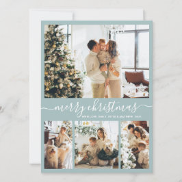Tarjeta Festiva Elegante guión 4 Navidades de Collage de fotos Hol