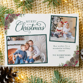 Tarjeta Festiva Elegante guión botánico 2 Navidades de fotografía 