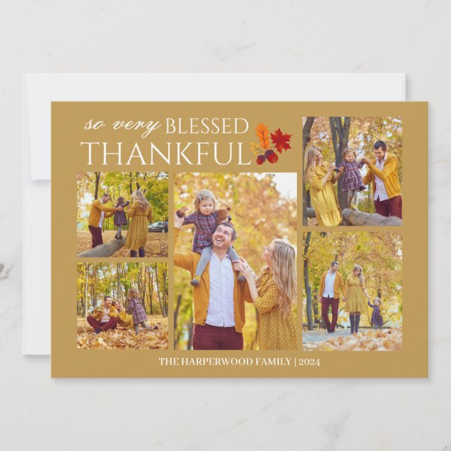 Tarjeta Festiva Elegante guión de agradecimiento foto familiar Col (Anverso)