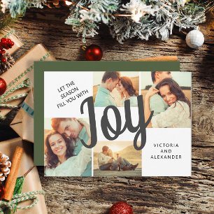 Tarjeta Festiva Elegante guión de alegría verde vacaciones 4 foto