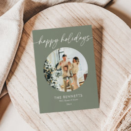 Tarjeta Festiva Elegante guión de Boho Happy Holidays Photo