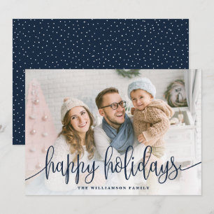 Tarjeta Festiva Elegante guión de foto completa Feliz feriado nava