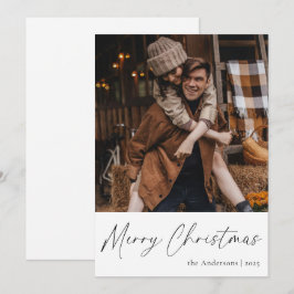 Tarjeta Festiva Elegante guión de moda foto de pareja Feliz Navida