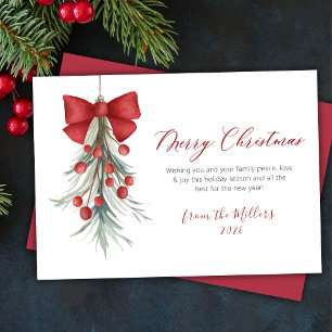 Tarjeta Festiva Elegante guión de Navidades de la vegetación de la