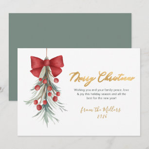 Tarjeta Festiva Elegante guión de Navidades de la vegetación de la
