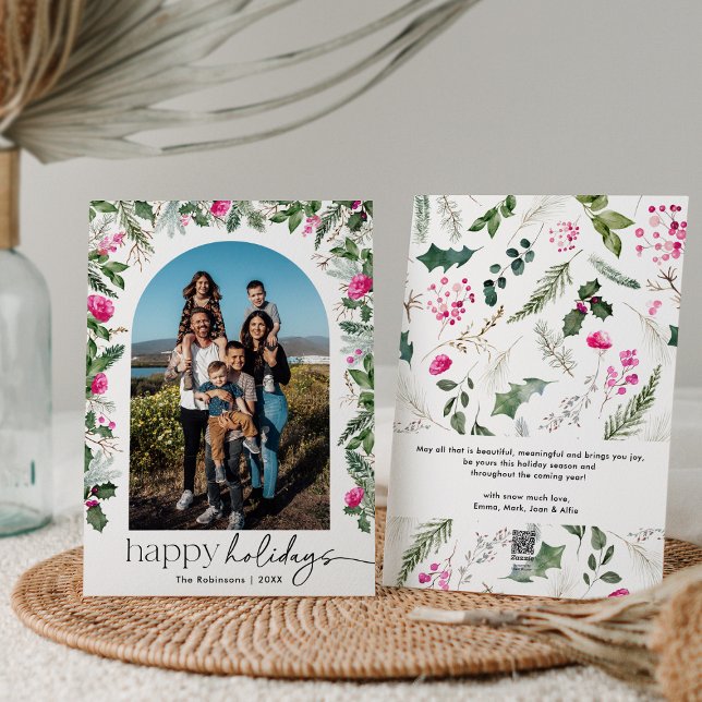 Tarjeta Festiva Elegante guión de vegetación rosa arco de follaje  (Subido por el creador)