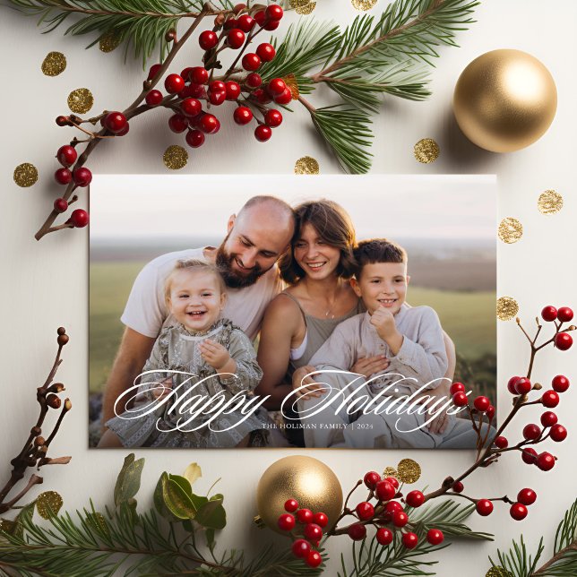 Tarjeta Festiva Elegante Guión Felices Fiestas Dos Foto (Subido por el creador)