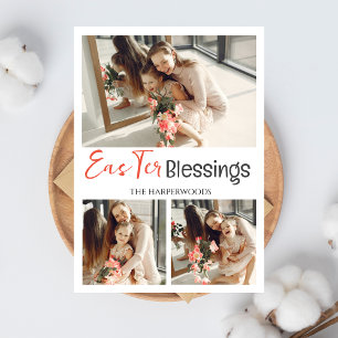 Tarjeta Festiva Elegante guión Feliz Collage de fotos de Pascua