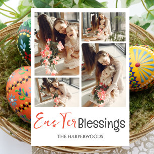 Tarjeta Festiva Elegante guión Feliz Collage de fotos de Pascua