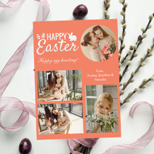 Tarjeta Festiva Elegante guión Feliz Collage de fotos de Pascua