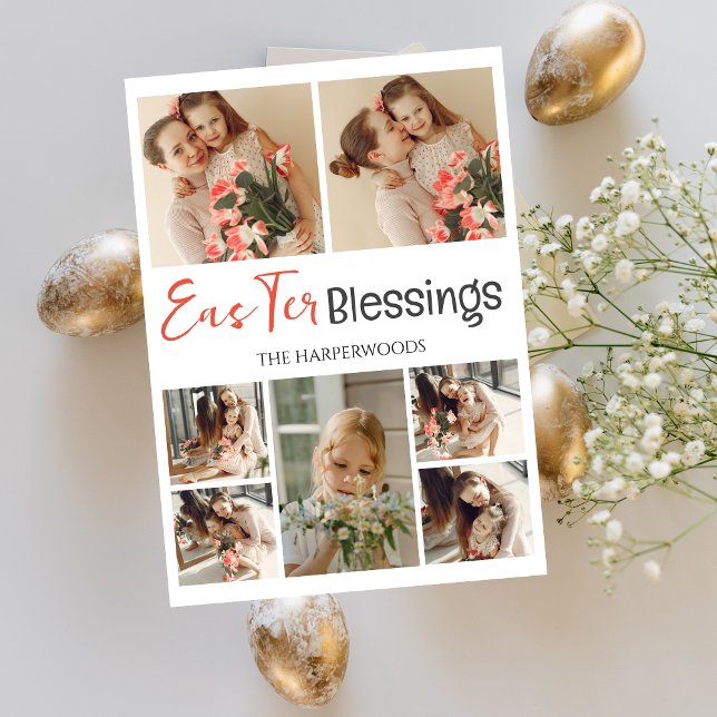 Tarjeta Festiva Elegante guión Feliz Collage de fotos de Pascua (Subido por el creador)