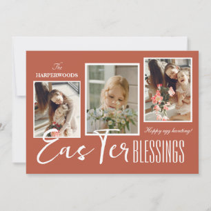 Tarjeta Festiva Elegante guión Feliz Familia de Pascua Tres Foto