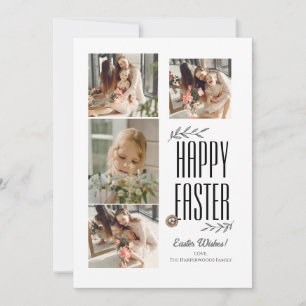 Tarjeta Festiva Elegante guión Feliz Pascua Collage de fotos famil