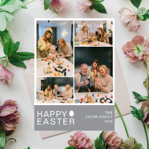 Tarjeta Festiva Elegante guión feliz Pascua familia fotomontaje