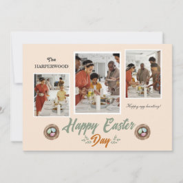 Tarjeta Festiva Elegante guión Feliz Pascua Familia Tres Foto