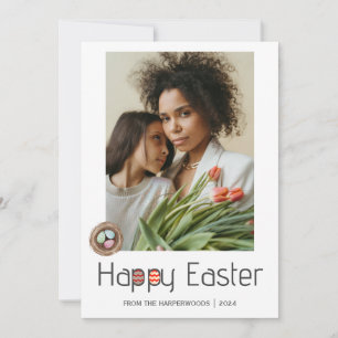 Tarjeta Festiva Elegante guión Feliz Pascua Familia una foto