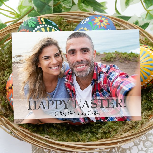 Tarjeta Festiva Elegante guión Feliz Pascua Familia una foto (Subido por el creador)