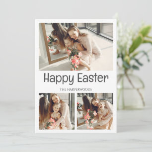 Tarjeta Festiva Elegante guión feliz Pascua foto collage familiar