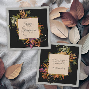 Tarjeta Festiva Elegante guión florece el Día de Acción de Gracias