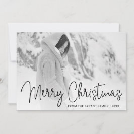 Tarjeta Festiva Elegante guión Fotos navideñas de Feliz