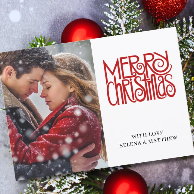 Tarjeta Festiva Elegante guión Fotos navideñas de Feliz (Subido por el creador)