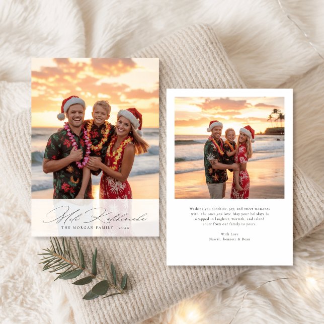 Tarjeta Festiva Elegante guión Mele Kalikimaka Beach Family Foto (Subido por el creador)