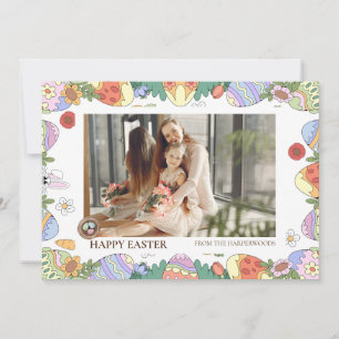 Tarjeta Festiva Elegante guión moderno feliz foto familiar de Pasc