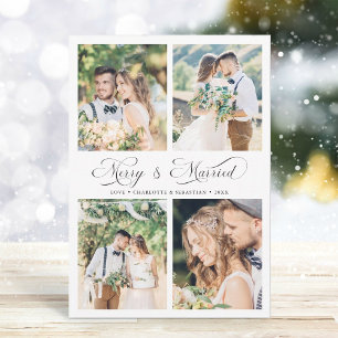 Tarjeta Festiva Elegante guión moderno Merry y casado 4 fotos