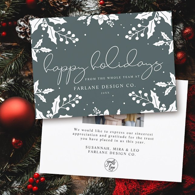 Tarjeta Festiva Elegante guión moderno Mistletoe Photo Logo Happy (Subido por el creador)