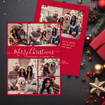 Tarjeta Festiva Elegante Guión Rojo 5 Navidades de Collage de foto<br><div class="desc">Moderna y elegante caligrafía de color rojo 5 Collages de fotos Feliz Navidad Script Tarjeta de vacaciones. POR FAVOR, TENGA EN CUENTA QUE ESTAS TARJETAS DE TAMAÑO DE 6, 5" X 8, 75" SON MÁS GRANDES QUE LA MEDIA, DEBIDO AL MAYOR TAMAÑO DE LA TARJETA, ES CASI SEGURO QUE LOS...</div>