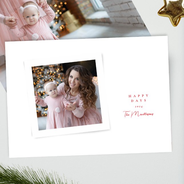 Tarjeta Festiva elegante guión rojo blanco feliz día de la foto (Subido por el creador)