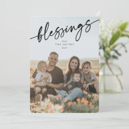 Tarjeta Festiva Elegante guión tipográfico negro