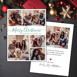 Tarjeta Festiva Elegante guión verde 5 Navidades de Collage de fot