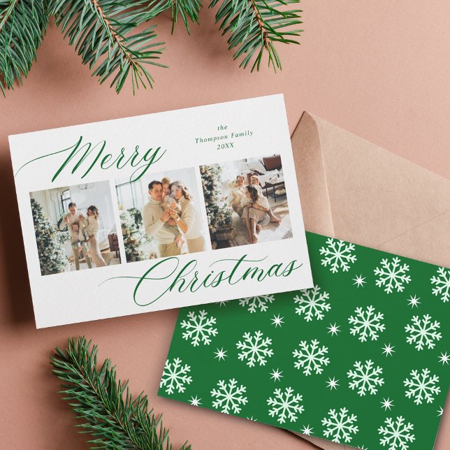 Tarjeta Festiva Elegante guión verde Feliz Collage de fotos de Nav (Subido por el creador)