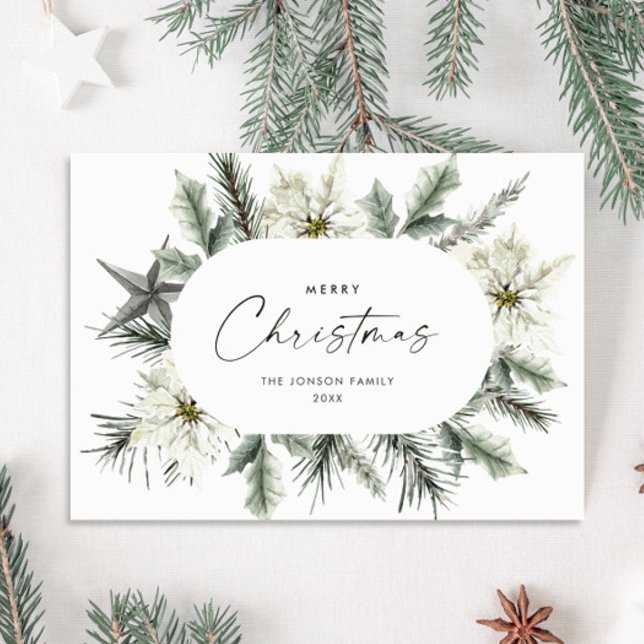 Tarjeta Festiva Elegante guirnalda de invierno de Navidades blanco (Subido por el creador)