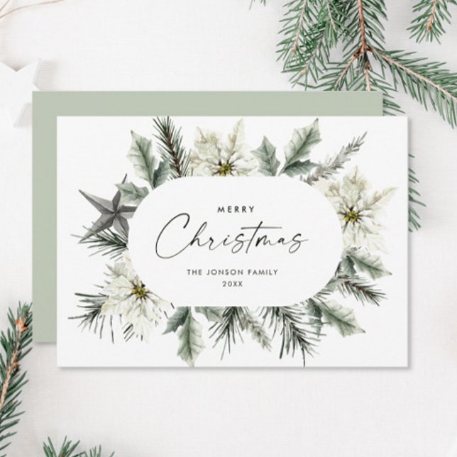Tarjeta Festiva Elegante guirnalda de invierno de Navidades blanco (Subido por el creador)