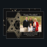 Tarjeta Festiva Elegante Hanukkah Gold Moderno Star of David Photo<br><div class="desc">El minimalista y clásico Bar/Bat Mitzvah y la moderna estrella de David Hanukkah con un fondo sólido crean un diseño elegante y sofisticado. Para obtener otros colores de coordinación o productos coincidentes,  visite JustFharryn @ Zazzle.com o póngase en contacto con el diseñador,  c/o Fharryn@yahoo.com Todos los derechos reservados. Zazzlemade.</div>