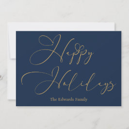 Tarjeta Festiva Elegante Happy Holidays Gold Typography