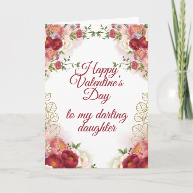 Tarjeta Festiva Elegante Hija Floral (Anverso)