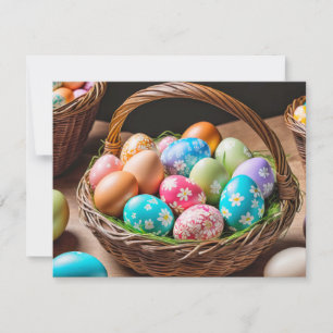 Tarjeta Festiva Elegante Huevos de Pascua Coloridos