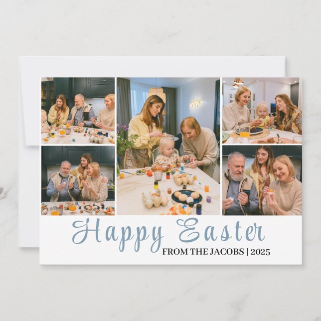 Tarjeta Festiva Elegante Huevos de Pascua Felices, familia 6 foto (Anverso)