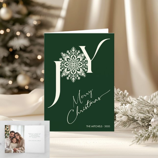 Tarjeta Festiva Elegante JOY Forest Green Navidades de fotografía  (Subido por el creador)