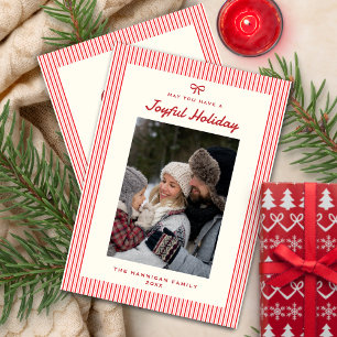 Tarjeta Festiva Elegante Joyful Bonito Red Bow Fotografía familiar