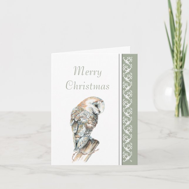 Tarjeta Festiva Elegante lechuza de la naturaleza navideña, pájaro (Anverso)