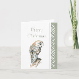 Tarjeta Festiva Elegante lechuza de la naturaleza navideña, pájaro