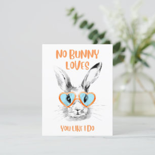 Tarjeta Festiva elegante lindo divertido conejito de Pascua naranj