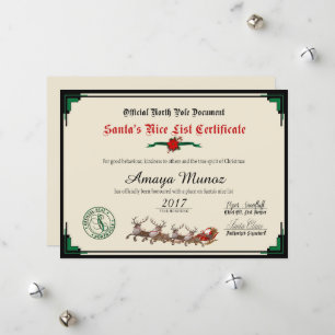 Tarjeta Festiva Elegante lista verde e marfil de Santa